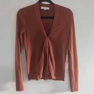 Loft Dark Orange Cardigan Sweaters S